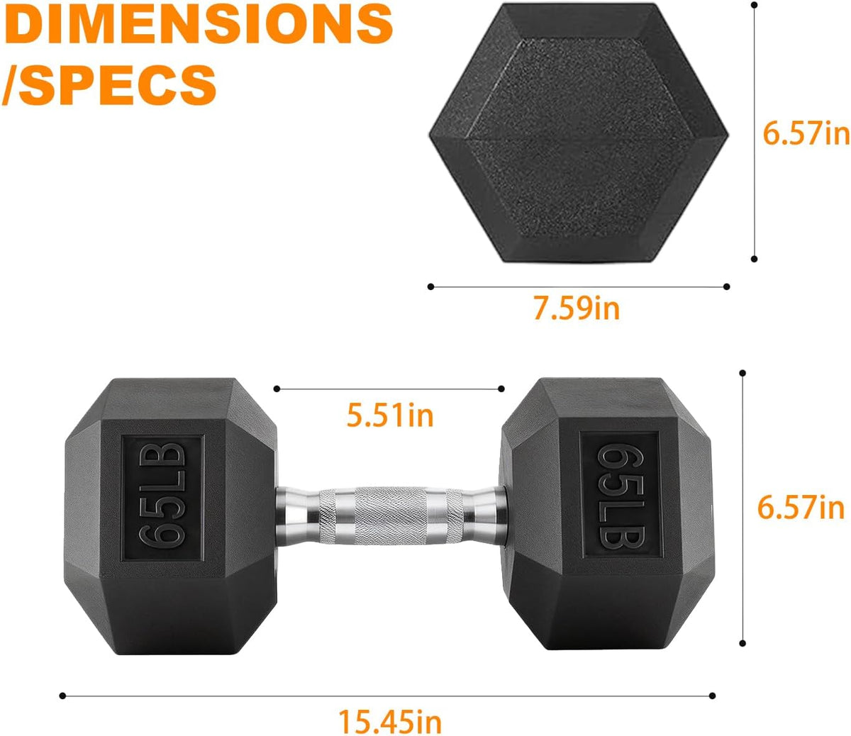 Rubber Hex Dumbbell Set - Premium Coated Free Weights for Home Gym | Multiple Weight Options 15-550 lbs