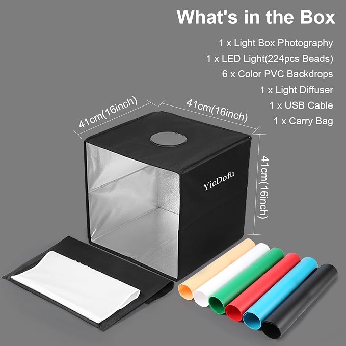 16 Inch Photo Light Box, CRI>90 Photography Shooting Tent