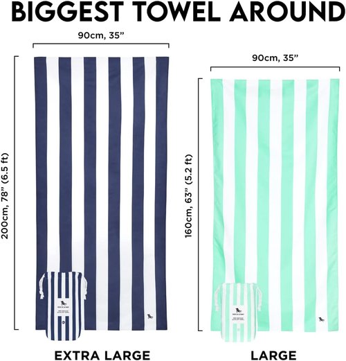 Dock & Bay Beach Towel - Quick Dry & Sand Free | Compact & Lightweight - 100% Recycled - Large Cayman Khaki
