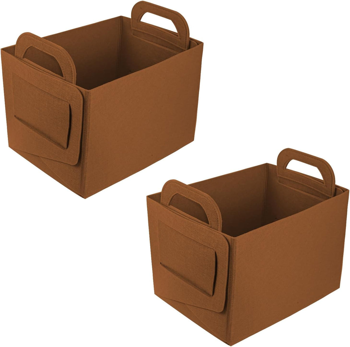Hovom 2PCS Car Trunk Organizer, Foldable Trunk Organizer for SUV, Collapsible Felt Vehicle Organizers and Storage Box, Universal Felt Storage Basket, Travel Essentials, Car Accessories (Beige)
