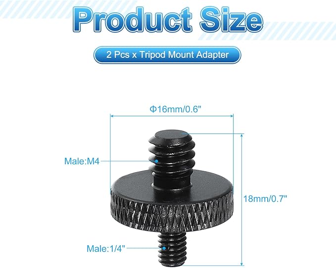 PATIKIL Tripod Screw Adapter 1/4" Male to M4 Male, 18 mm