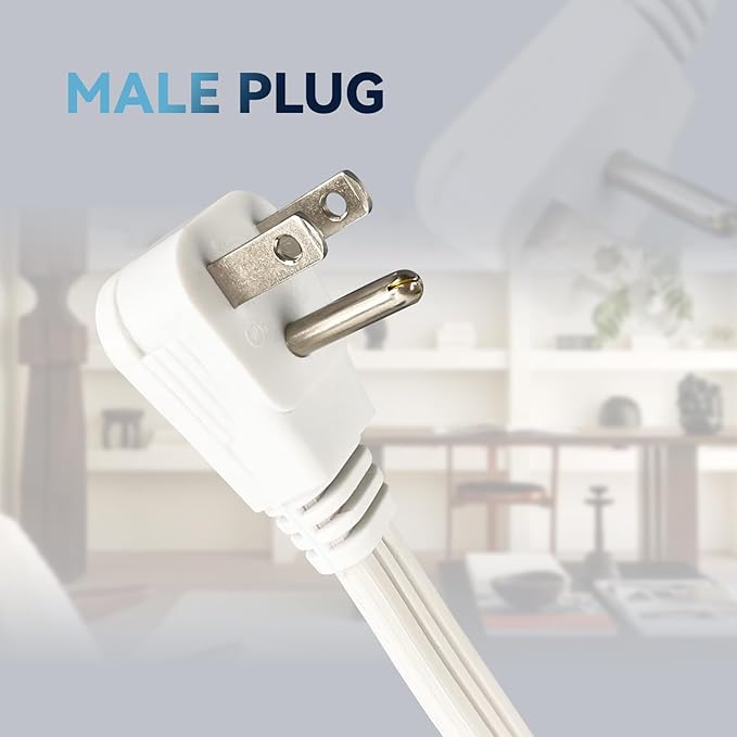 EP 9 Ft Heavy Duty Appliance Extension Cord - 14 Gauge 3 Prong SPT-3 Cable Wire, Ideal for Air Conditioners, Refrigerators, and Major Appliances - Indoor Use, White