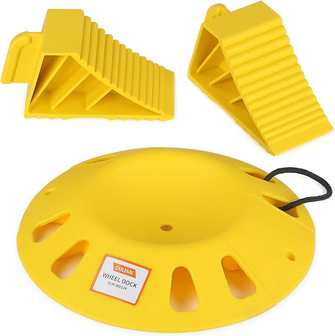 OULEME Trailer Jack Chocks and Wheel Dock for Boat Travel Trailer Camper and RVs, Caster Stopper for Single 6'' 8'' and Dual 6'', with Rope Handle