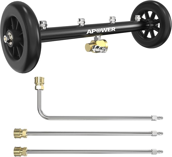 Undercarriage Pressure Washer Attachment, 16" Water Broom and Under Carriage Car Cleaner, Electric Power Wash Accessories with 3 Pieces Extension Wand, 1/4" Connector, 4000 PSI, Black