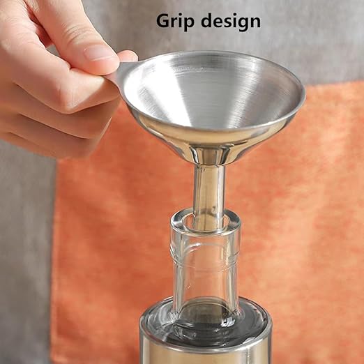 3-Piece Stainless Steel Kitchen Funnel Set for Filling Bottles, Food Grade, Versatile Sizes (Large, Medium, Small), Includes 2 Cleaning Brushes