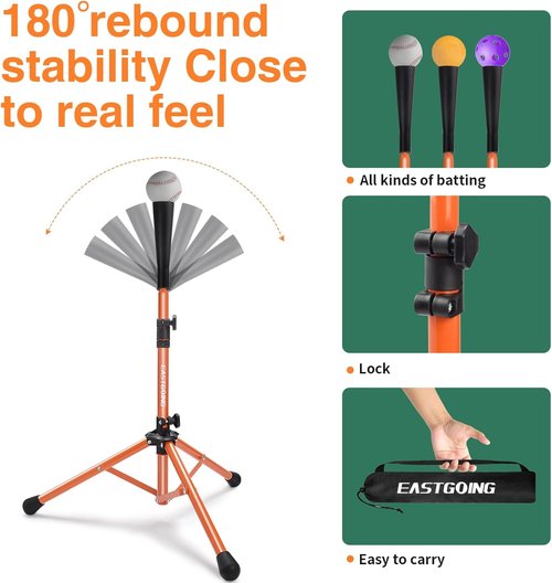 Eastgoing Portable Heavy-Duty Baseball & Softball Batting Tee - Adjustable Height | Collapsible Design for All Ages