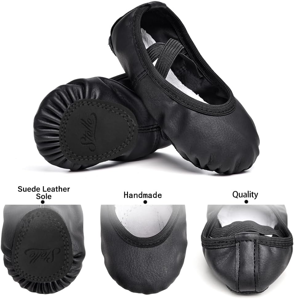 Stelle Ballet Shoes - Soft Leather Toddler Ballet Slippers for Girls & Boys | Comfortable Dance Footwear