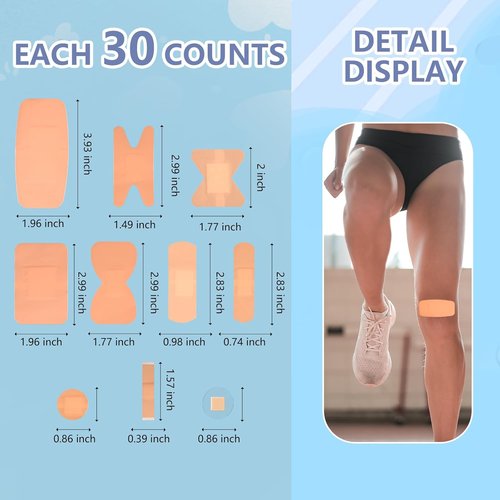 Assorted Bandages Variety Pack - 300 Flexible, Breathable Adhesive Bandages for First Aid | Waterproof & Large Sizes