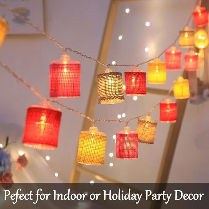 Fielegen 10 LED Retro String Lights 2 Meter Battery Powered Vintage Theme Decorative Fairy Lights for Indoor Outdoor Home Bedroom Patio Porch Balcony Decoration Festival Atmosphere Lights (Multicolor)
