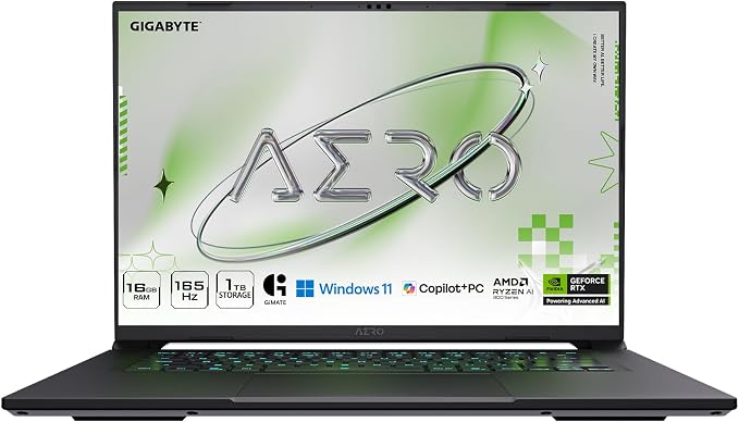 GIGABYTE AERO X16; Copilot+ PC - 165Hz 2560x1600 WQXGA - NVIDIA GeForce RTX 5070 - AMD Ryzen AI 7 350-1TB SSD with 16GB DDR5 RAM - Windows 11 Home - Lunar White