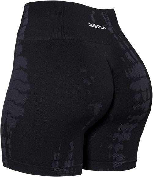 AUROLA Serpent Seamless Scrunch Workout Shorts - Tummy Control, Squat Proof, Ribbed Design, Active Gym Wear