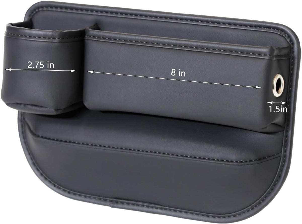 1 Pack Car Seat Gap Filler Organizer, Car Seat Organizer, Seat Gap Storage Box with Cup Holders for Drink, Car Leather Cup Holder Gap Bag Front Seat for Phone, Sunglasses,Keys(Left Side)