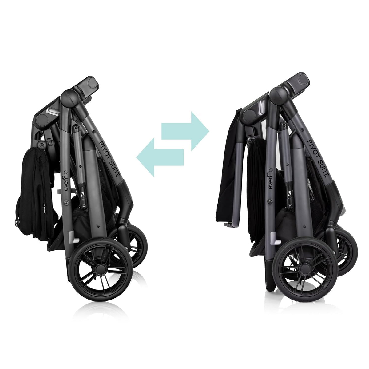 Evenflo Pivot Suite Modular Travel System with LiteMax Infant Car Seat, Dunloe Black