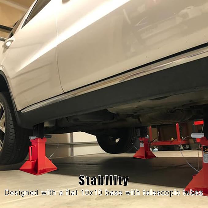 22 Ton (44,000 lbs) Heavy Duty Pin Type Car Jack Stands with Lock Adjustable Height to 19.75" Fit for Supporting Trucks, Trailers and Equipment