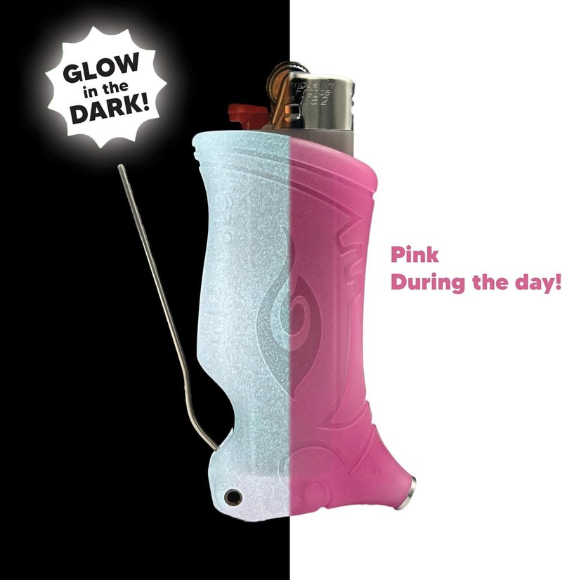 Toker Poker - Bic Lighter Sleeve Glow in The Dark - All Inclusive Tool for Camping and Other (Glow Pink)