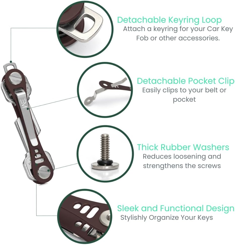 EM Compact Key Holder, Pocket Key Organizer, 14 Keys Key Bar
