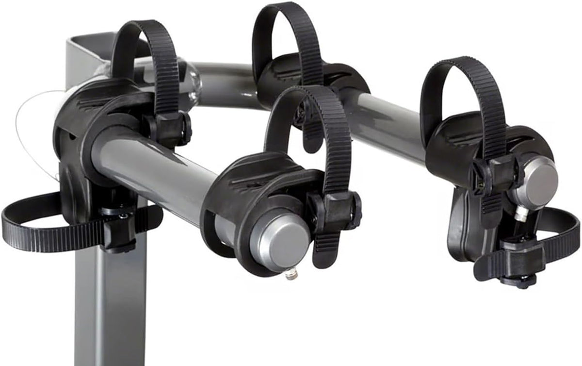 KUAT Beta Hitch-Mounted Bike Rack | Hanging-Style Durable Lightweight Aluminum Powder Coated Folding Tilting-Down Gray Bicycle Car Truck Transportation Hauling Rack | 2 Bike Capacity