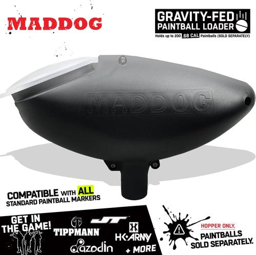 Maddog 200 Round Paintball Loader - .68 Cal Gravity-Fed Hopper | Universal Marker Accessory