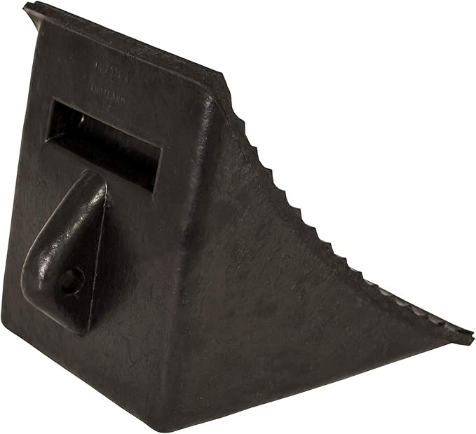 Buyers Products WC2556A Heavy Duty Rubber Wheel Chock, 7x10.25x8.13 Inch, Molded Hand Hold, Oil Resistant Tire Chocks, OSHA Compliant, Ideal for Vehicle Storage, Trailers, Shipping Docks