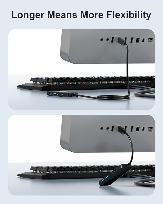 Dual USB C USB A 3.0 Hub: 4 Ports USB Hub