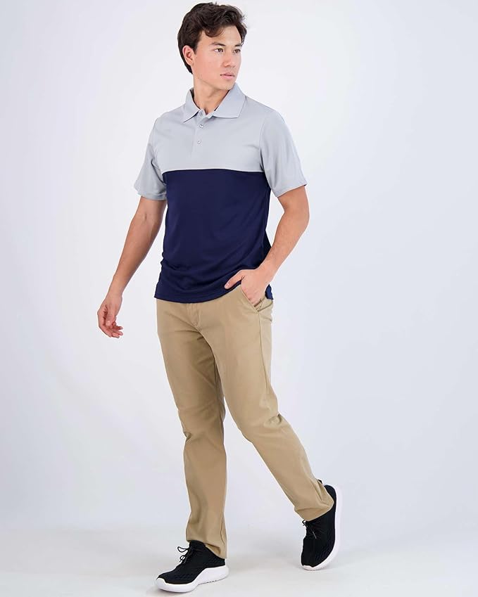 Real Essentials 3 Pack: Men's Quick-Dry Short Sleeve Athletic Performance Polo Shirt (Available in Big & Tall)