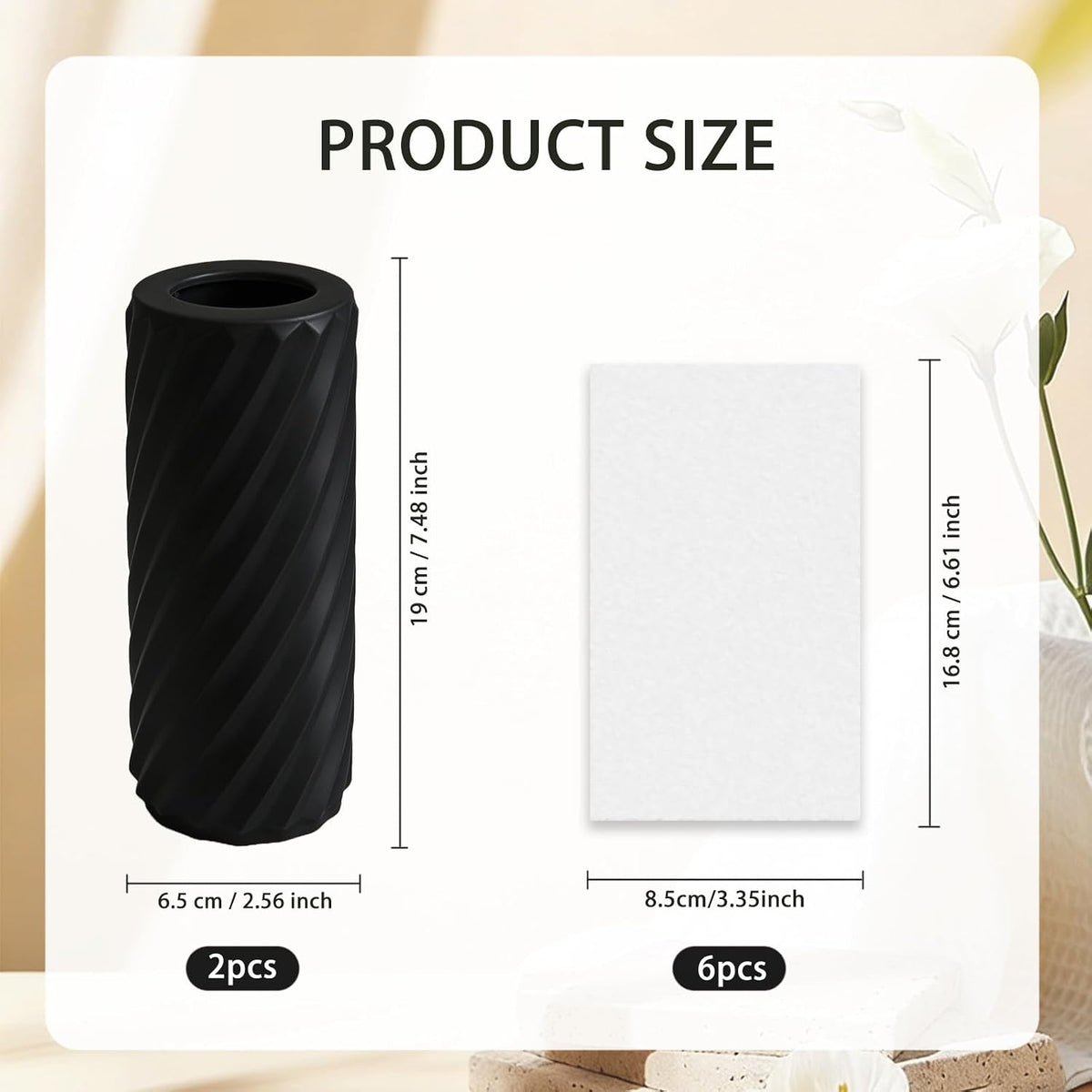 2-Pack Car Tissue Holder with 6 Tissue Refills, Reusable Plastic Auto Tissue Canister for Cup Holders Compact Travel Tissue Dispenser, Car Accessories for Cars, SUVs, Trucks.(2PACK-Black)