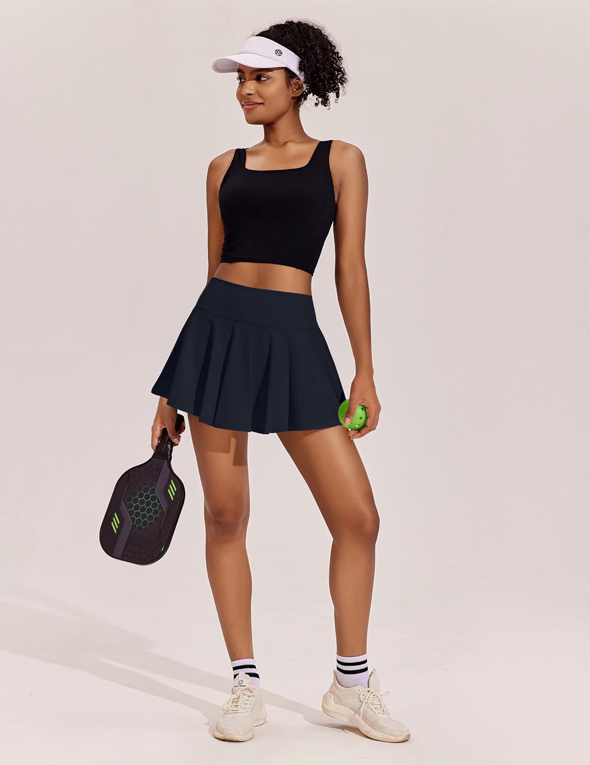 PINSPARK Women's Tennis Skirt - High-Waisted Pleated Athletic Skort with Pockets for Golf & Pickleball