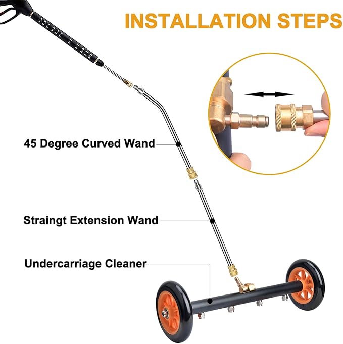 EVEAGE 2-in-1 Undercarriage Pressure Washer Attachment, 16" Pressure Washer Water Broom, 3 Extension Wands Wash Mitt, Reversible Undercarriage Cleaner, 4000 PSI