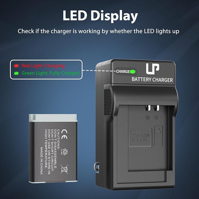 LP NB-13L Battery and Charger, 1600mAh Battery Compatible