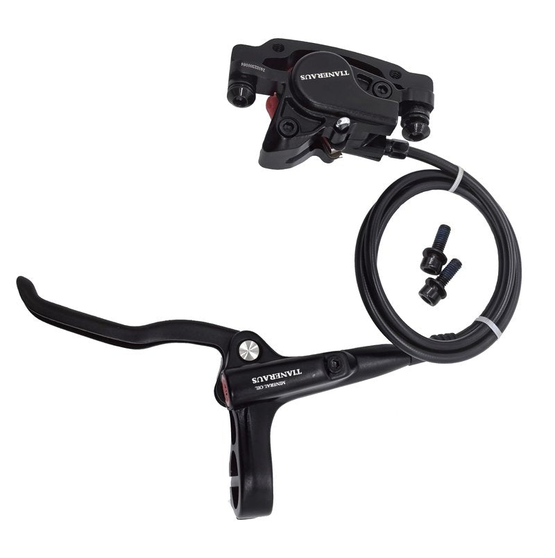 Tianeraus Mountain Bike Hydraulic Brake and Lever - Left Front 850mm Adapter Aluminum Alloy Hydraulic Bike Brakes, is/PM Adapter, Resin Pads, Black (is/PM)