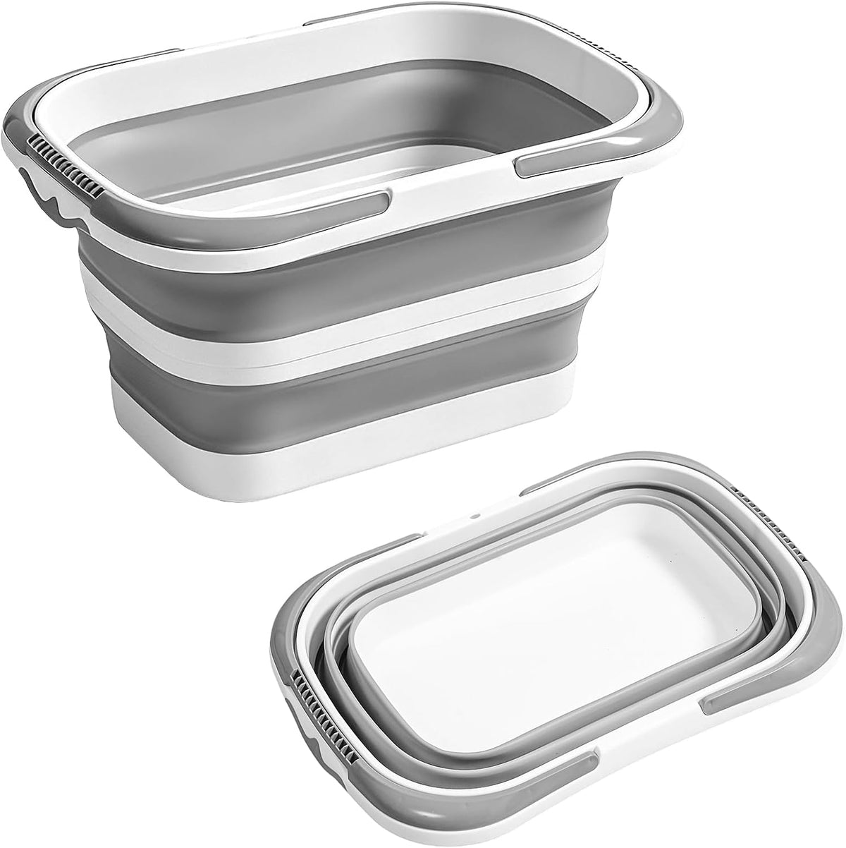 Collapsible Bucket with Handle 10L (2.6Gal), BPA Free Foldable Round Plastic Water Bucket, Portable Space Saving Tub for Car Washing Gardening Camping Fishing Home Cleaning (Grey, 10L)