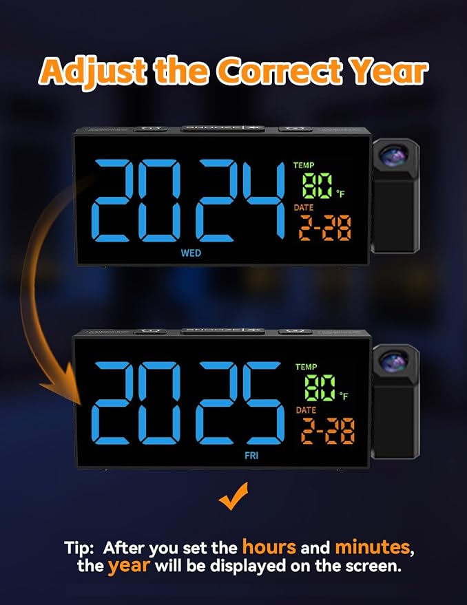 Netzu Projection Clock for Bedroom Ceiling, Alarm Clocks