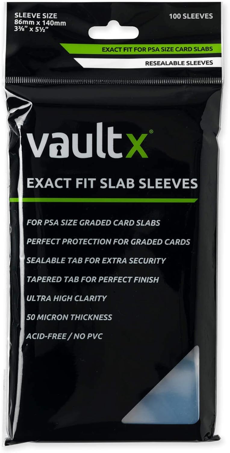 Vault X Graded Trading Card Sleeves - Exact Fit Bags for PSA, MGC, CGC & More | 100 Pack