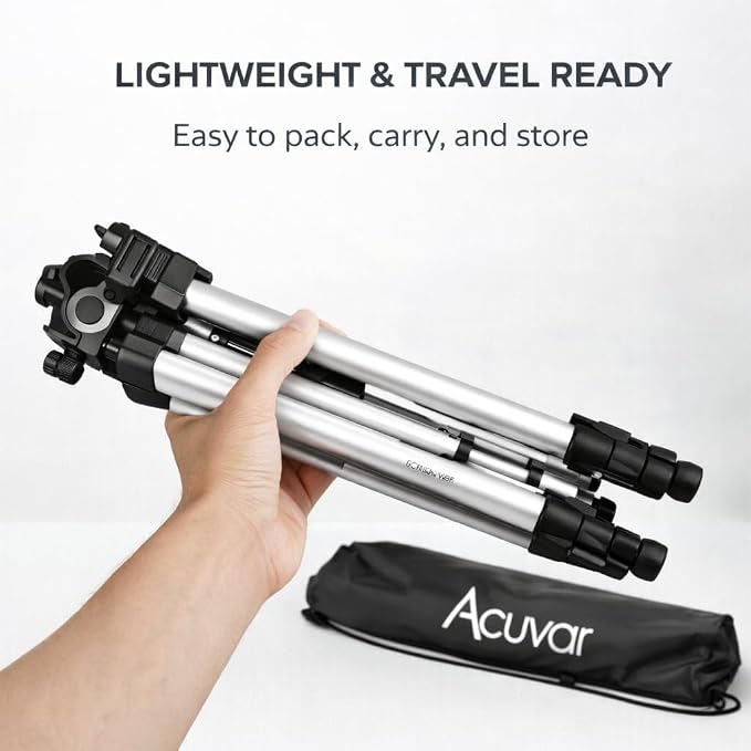Acuvar 50” Phone Tripod with Holder – Lightweight Aluminum Tripod Stand