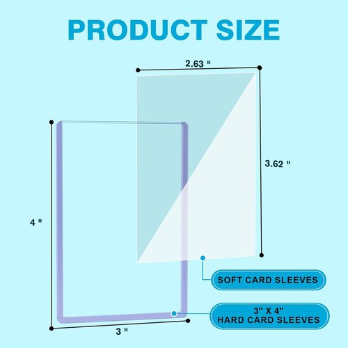 600 Plastic Trading Card Protectors - 300 Hard & 300 Soft Sleeves | 35pt Rigid 3"x4" Clear Holders