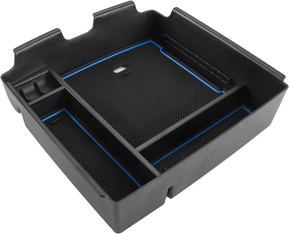 SKTU for 2022-2026 2027 Kia Carnival Center Console Organizer 2022-2025 2026 2027 Carnival Accessories Insert ABS Materials Tray 2024 2025 2026 2027 Carnival Console Tray with Coin and USB Hole (Blue)