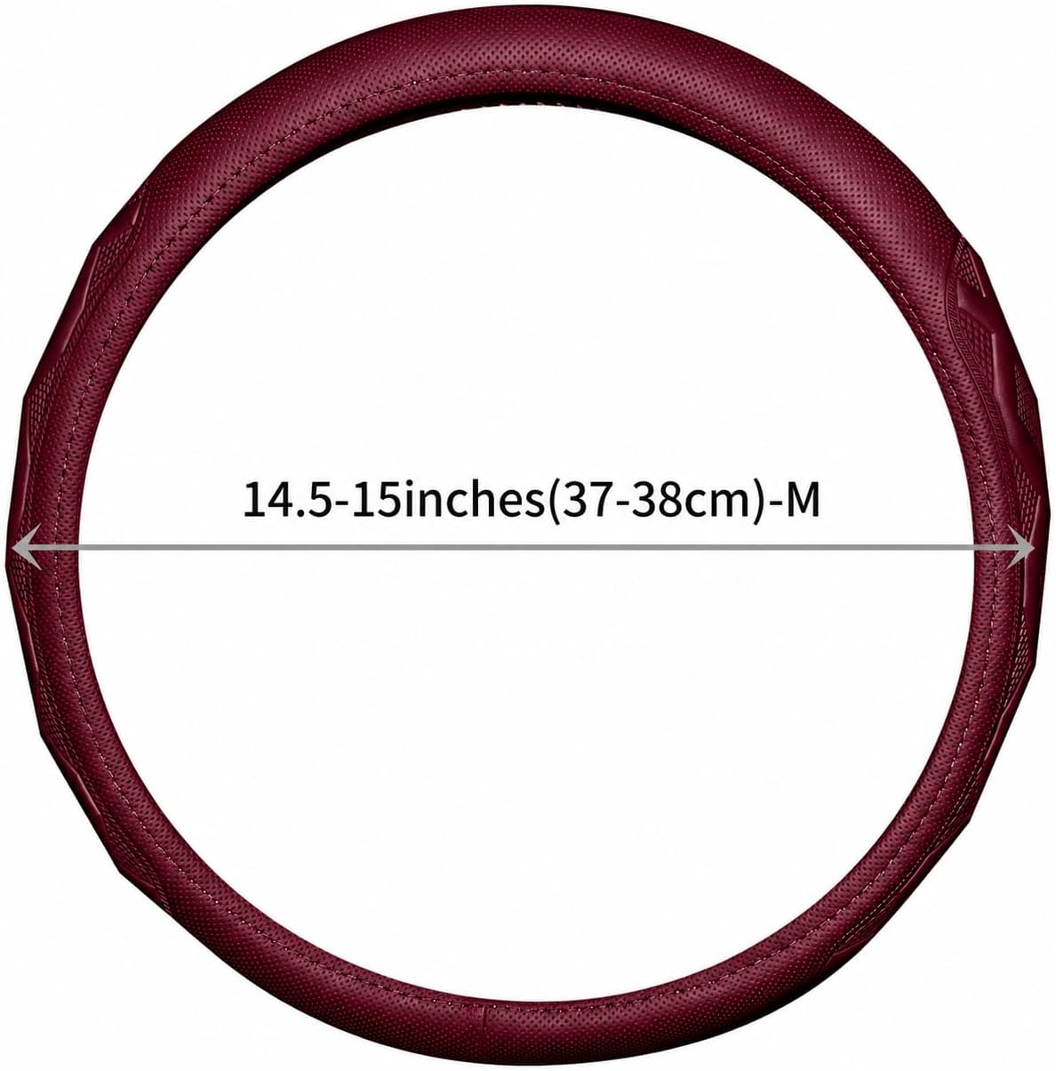 Steering Wheel Cover with Anti-Slip Leather Grip Compatible with Ford, Toyota, Honda, Nissan, and Chevrolet Vehicles for 14.5-15.35 inch Round Steering Wheels Universal Car Accessories