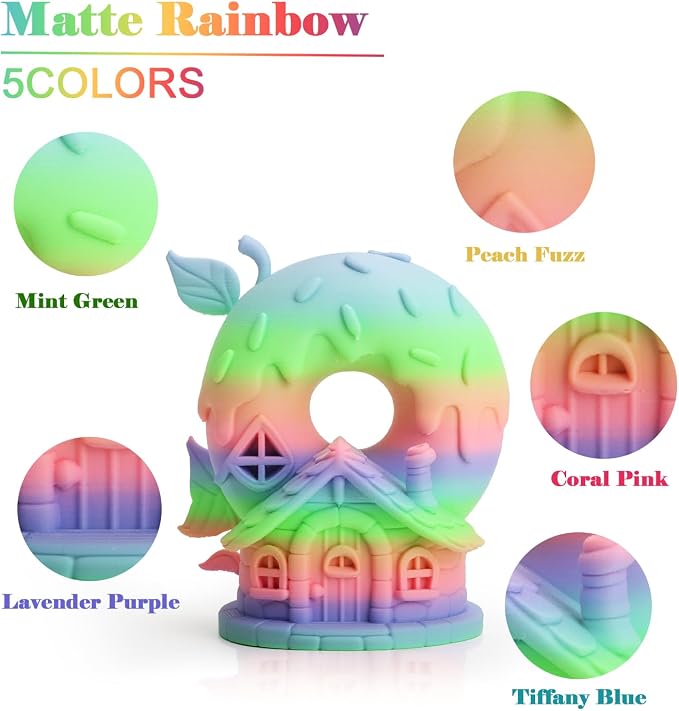 LOVOON Rainbow Gradient 3D Printing PLA Filament 1.75mm Color Shift by Length