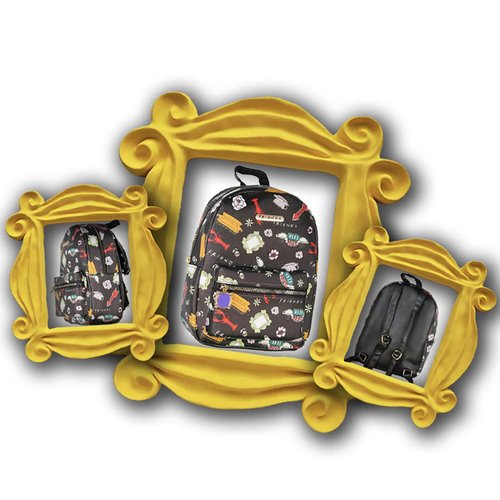 Bioworld Friends TV Show Allover Toss Print Faux Saffiano Leather Mini Backpack Bag