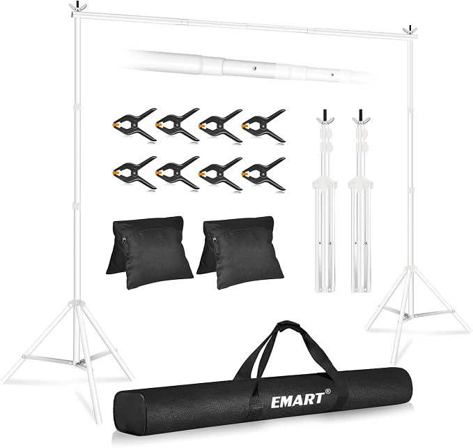 EMART Backdrop Stand 10x7ft Photo Studio Adjustable Background Stand Support kit