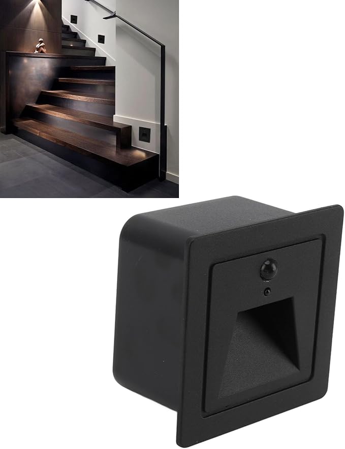 Fafeicy LED Step Light Motion Sensor Aluminum IP65 3W 110‑240V Stair Light for Hallway Closet Bedroom