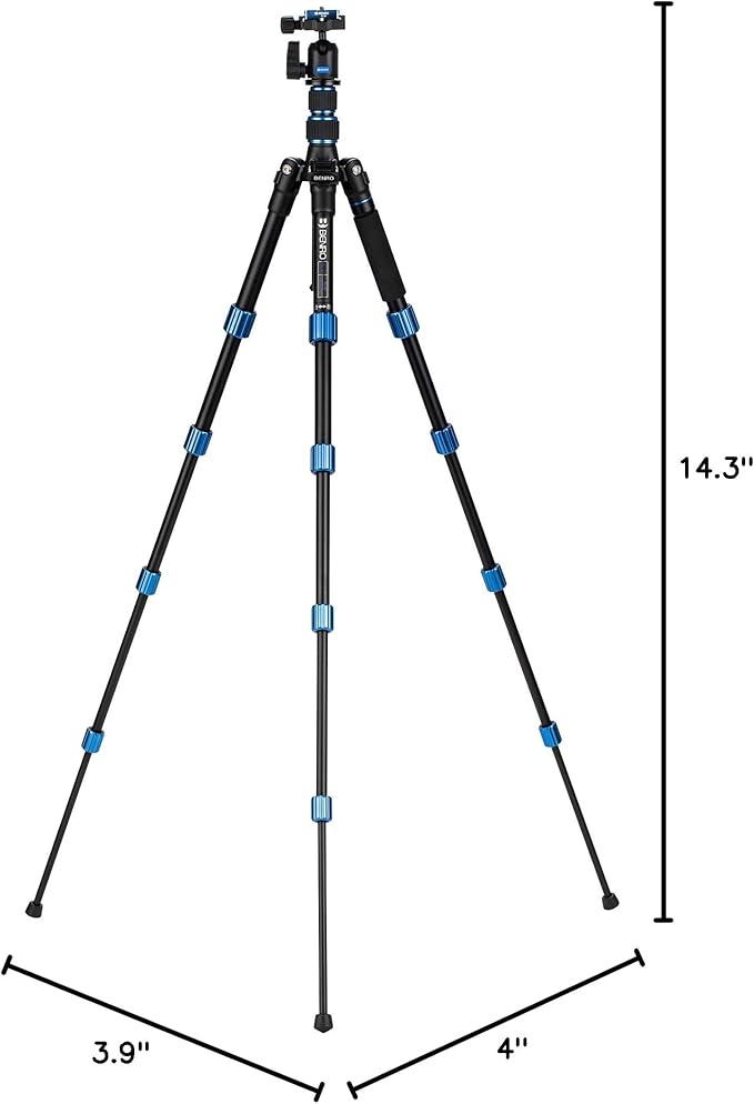 Benro Slim Travel Aluminum Tripod Kit – Lightweight 5-Section Tripod