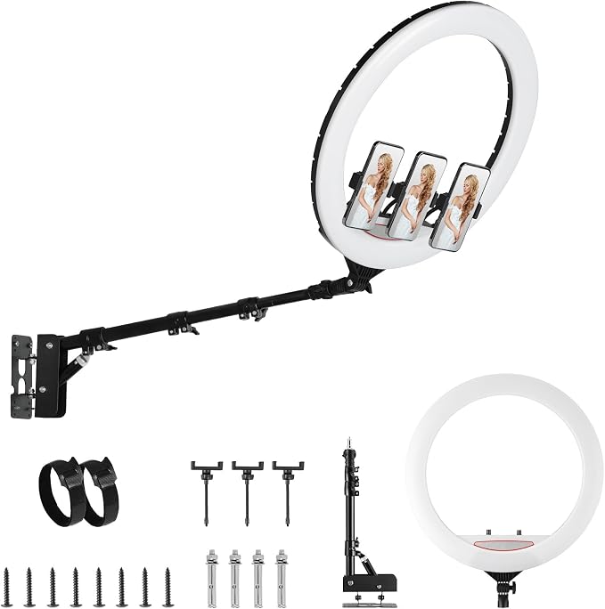 SITTO 22 Inch Ring Light with Remote Control, 43 Inch Wall Mounted Triangle