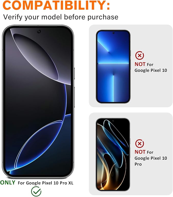 3 Pack for Google Pixel 10 Pro XL Camera Lens Protector, Tempered Glass 9