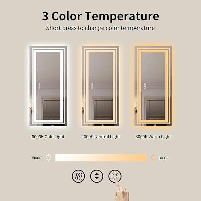 WTTY 96"x36" LED Bathroom Mirror with Lights, Large Dimmable LED Wall Mirrors, Backlit + Front Lit, Lighted Bathroom Vanity Mirror for Wall, Anti-Fog, Memory Function, Shatter-Proof, ETL Listed