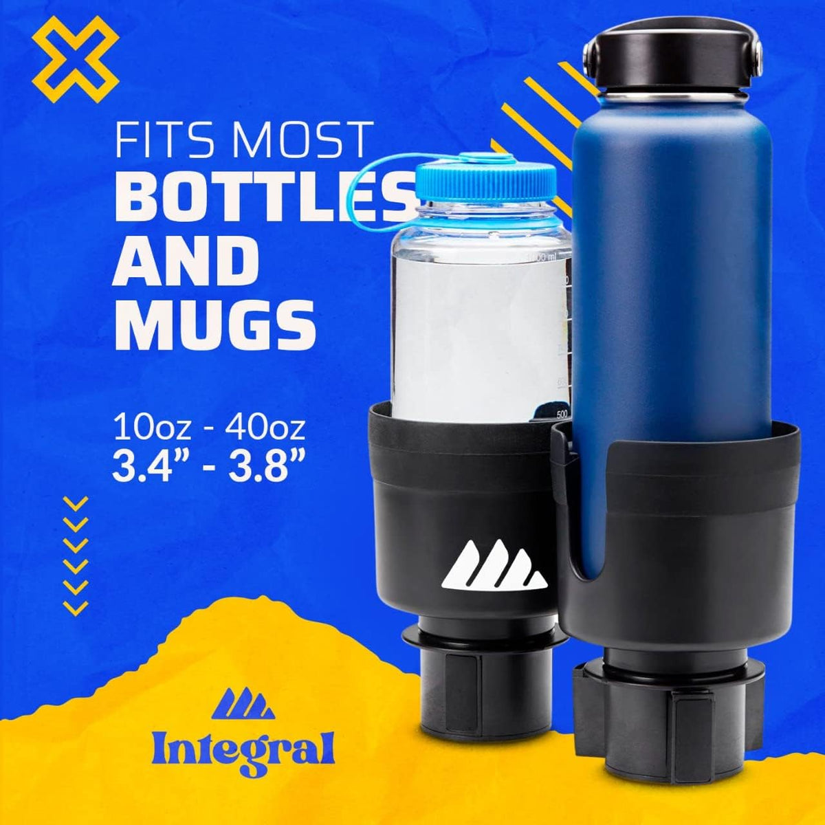 Integral Car Cup Holder Expander for Hydro Flask & Large Water Bottles
