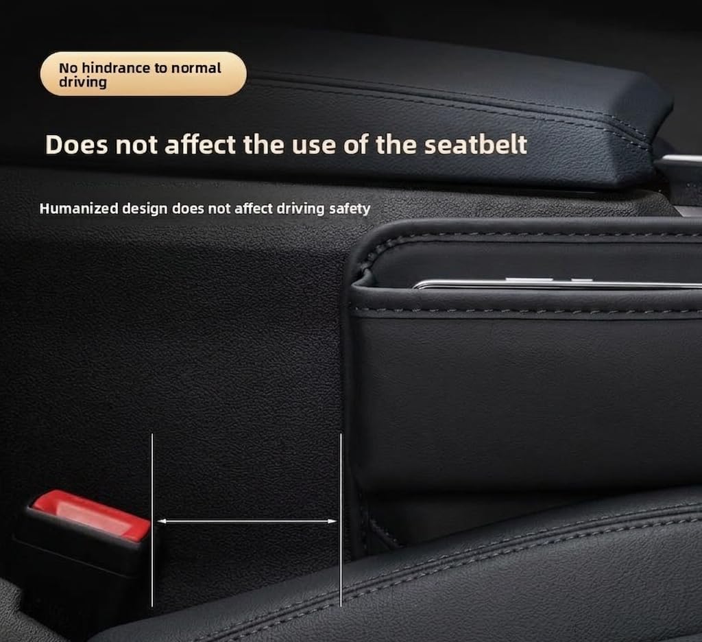 Alymarr Leather Car Seat Gap Filler, Center Console Organizer Multifunctional Auto Console Side Storage Box with Cup Holders,Car Accessories,Magnetic Leather Sunglasses Holder,Phone Key Storage