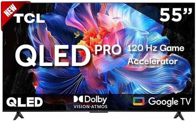 TCL Smart TV 55 inch 2025 55Q5K Google TV QLED 4K Google Assistant | Hands Free Voice Control | Alexa | VisionHDR10+| AiPQ | Micro Dimming | NITS350 | Panel 60 Hz (Renewed)