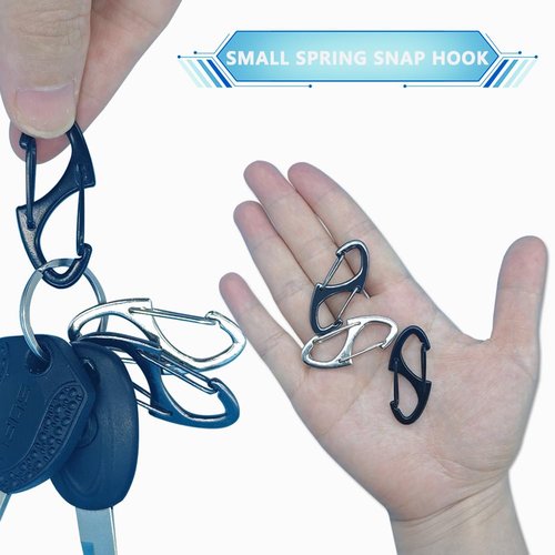 60PCS S Shaped Double Carabiner Clips 1.6 Inch Small Spring Snap Hook Keychain Dual Wire Gate Clip Interlocking Tiny Biner Clip Attachment Accessories (3 Colors)