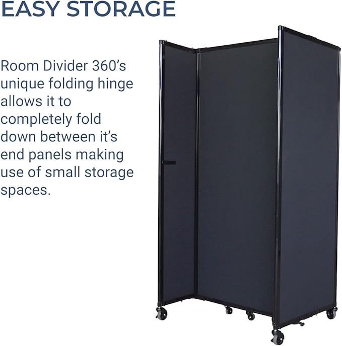 Versare Room Divider 360 Portable Wall Partition | Folding Panels | Large Freestanding Divider | Locking Wheels | Temporary Room Separator | 14' x 7'6'', Red